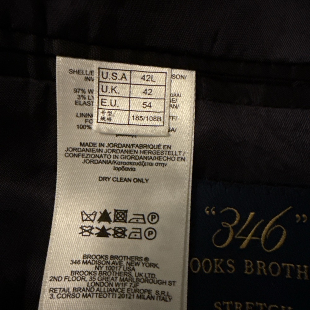 Brooks Brothers 346 Men’s 42L Navy Pinstripe Blazer Wool Blend 2-Button Jacket - Picture 5 of 8